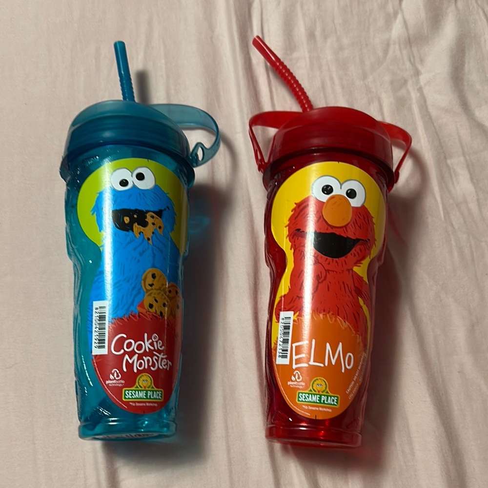 Sesame Place Elmo and Cookie Monster Tumblers